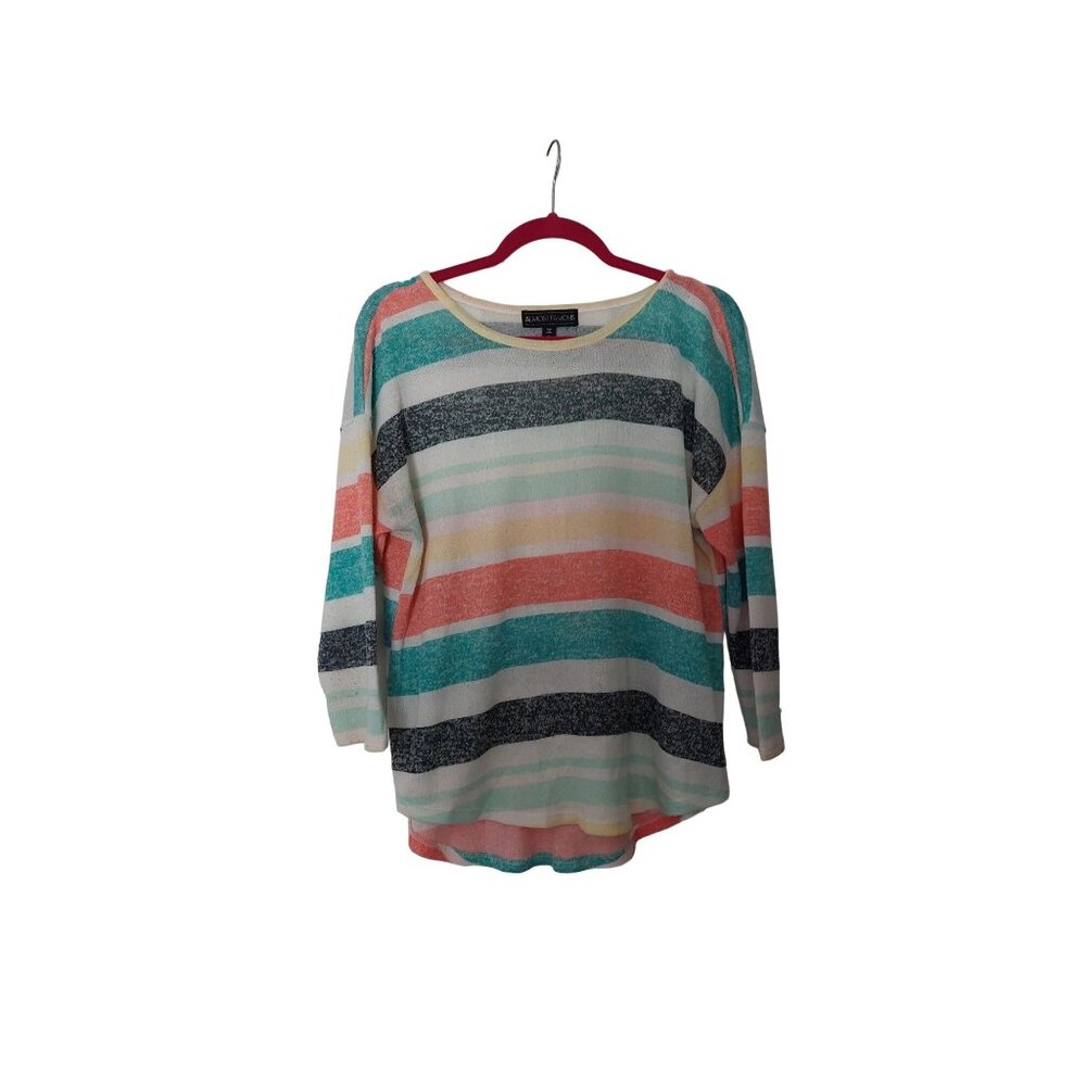 Almost Famous Womens Striped Sweater Top L Multicolor